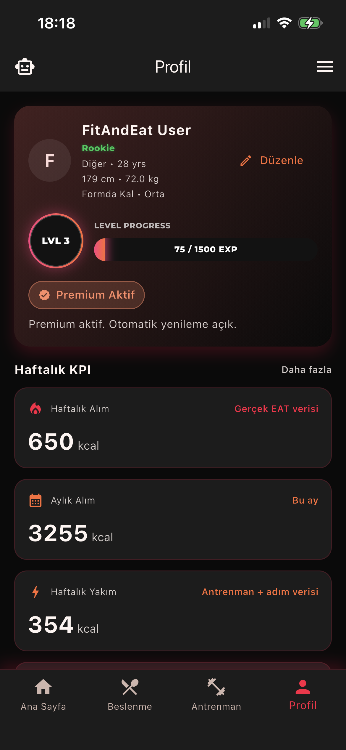 Profil KPI sonucu